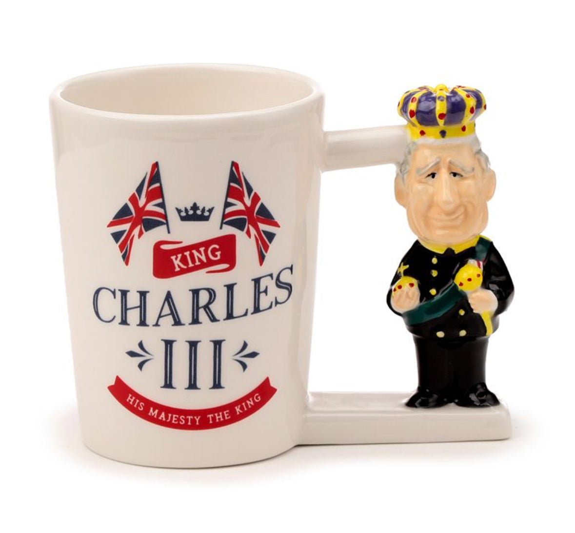 King Charles III Shaped Handle Ceramic Mug