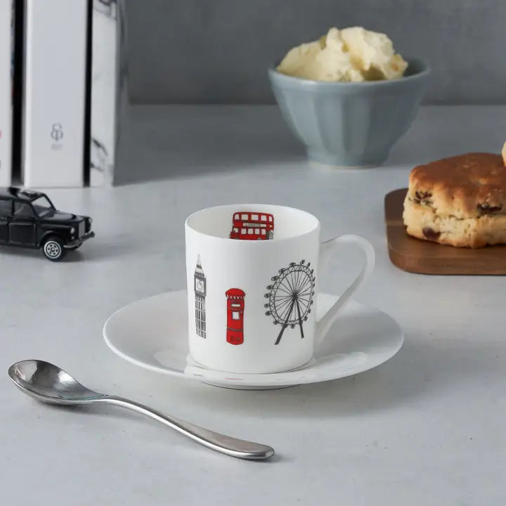 Set of 2 Espresso & Saucer- London Skyline