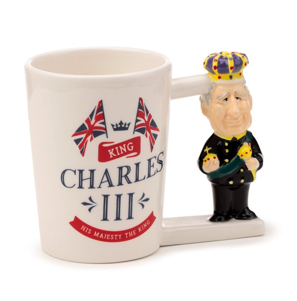King Charles III Shaped Handle Ceramic Mug