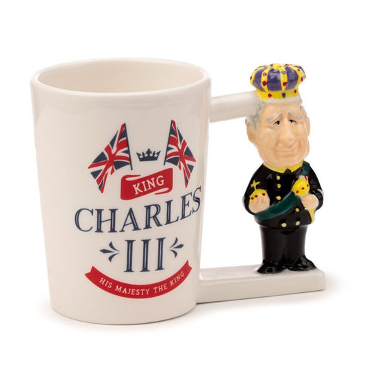 King Charles III Shaped Handle Ceramic Mug