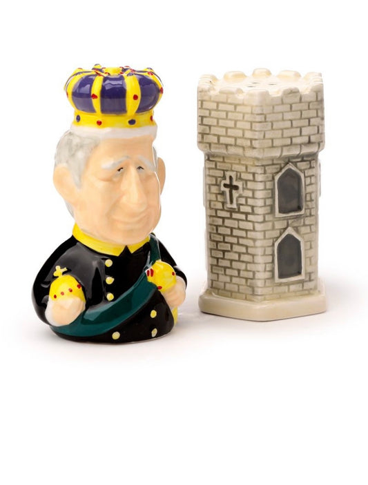 Ceramic Salt & Pepper Set- King Charles III