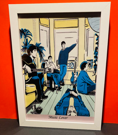 Wall Art- Black Framed A4 Britpop Era Band Canvas Print