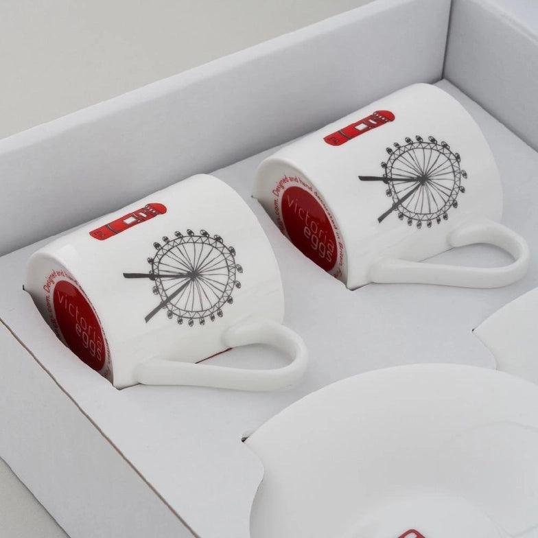 Set of 2 Espresso & Saucer- London Skyline